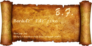 Benkő Füzike névjegykártya